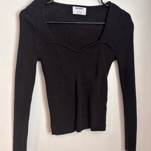 Old Navy Women's Black Ribbed Long Sleeve Top